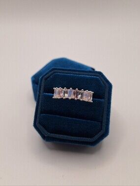 Swarovski Crystal Ring Size 9 Pink Baguette Crystal Band Silver Tone Ring